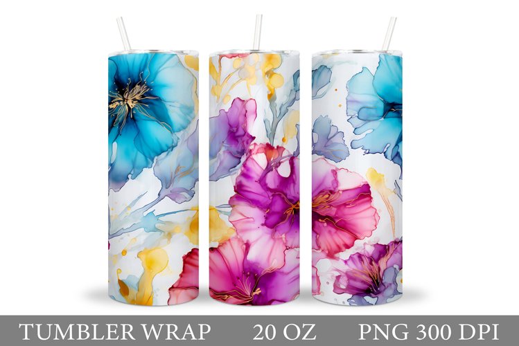 Abstract Flowers Tumbler Design. Flowers Tumbler Sublimation