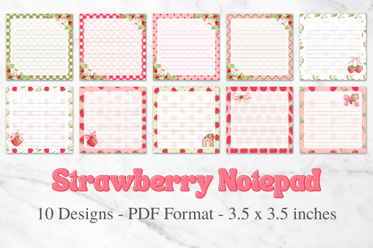 Cute Strawberry Printable Notepad Pages | Fun Stationery
