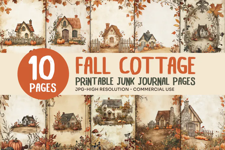 Fall Cottage Junk Journal Pages