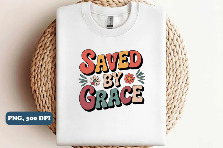 Saved by grace Christian PNG design