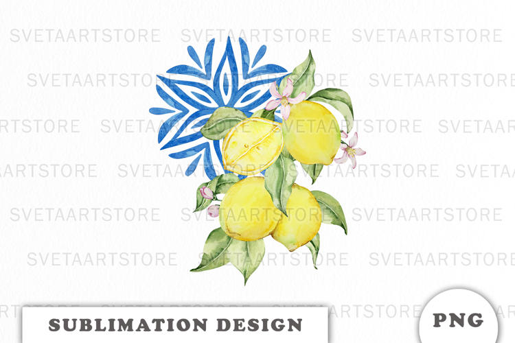 Watercolor Lemons composition png