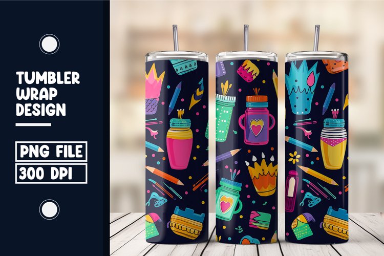 School Time Seamless Pattern Tumbler Wrap Design example image 1