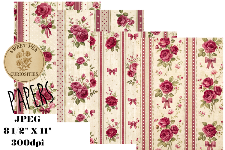 Shabby Chic, Flowers, Papers, Junk Journal