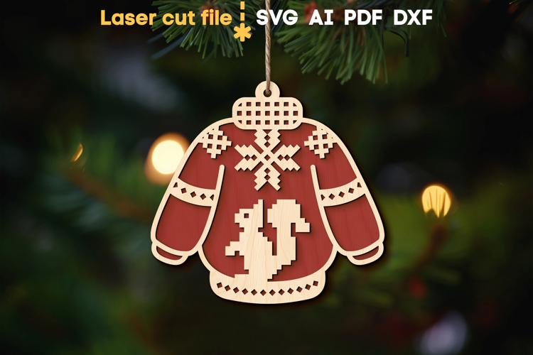 Sweater Christmas Ornament SVG laser cut file for Glowforge