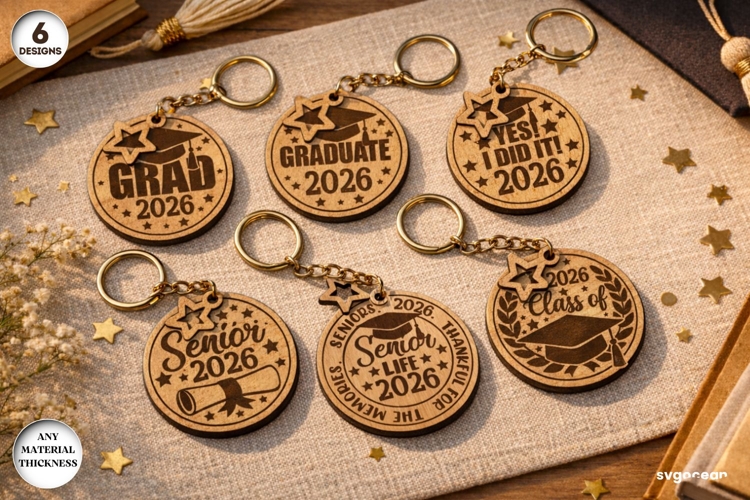 Graduation 2026 Keychain SVG Bundle | Keyring | Glowforge