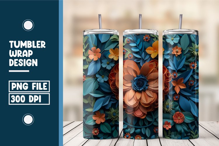 Heart Flower Tumbler Wrap Design