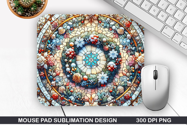 Mouse Pad Sublimation, Winter Flower Mouse Pad PNG Design