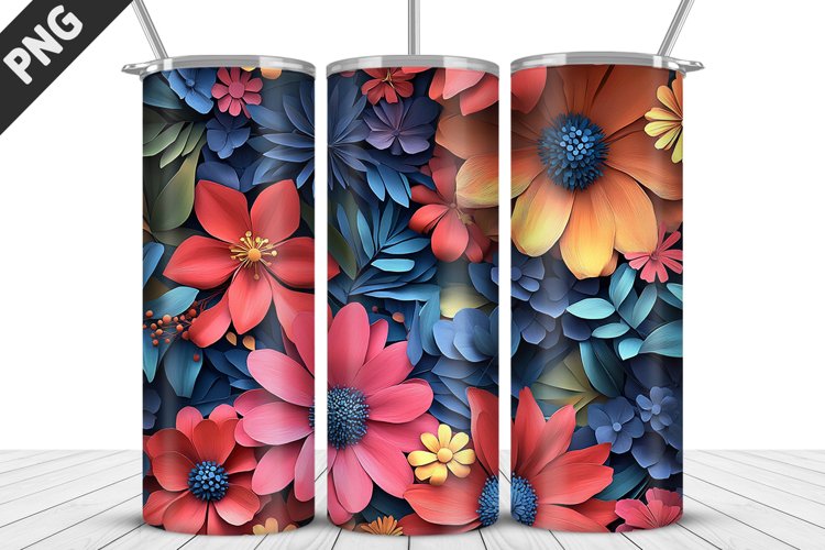Flowers Tumbler Wrap | Sublimation Design | Tumbler PNG