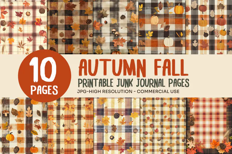 Autumn Plaid Junk Journal Pages