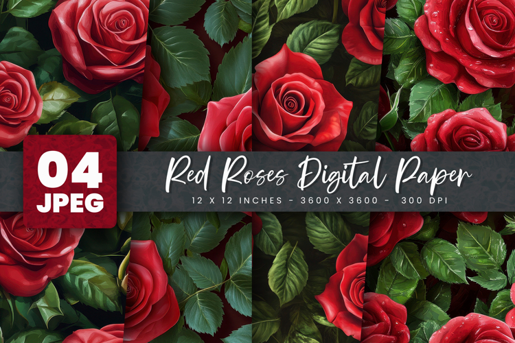 Red Rose Digital Paper example image 1