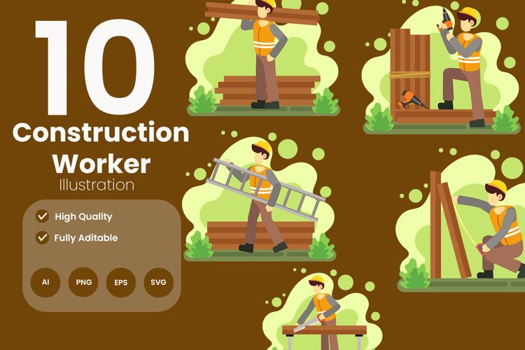 Construction Worker Illustration Pack