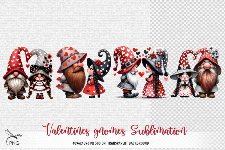 Valentines gnomes Sublimation - 4 Variations