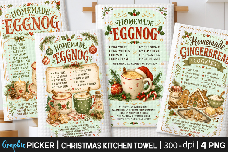 Christmas Kitchen Towel PNG, Christmas cocktail Recipe PNG