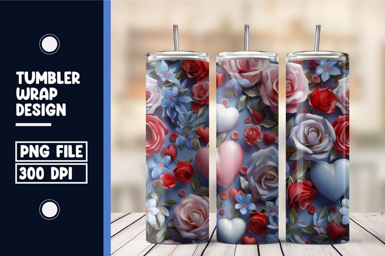 Heart Flower Tumbler Wrap Design example image 1