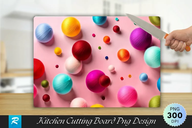3D Colorful Balls Cutting Board Sublimation Design