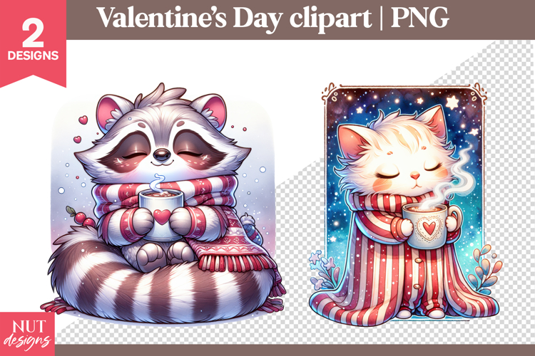 Valentines day clipart Cozy Animals Clipart Raccoon Kitten