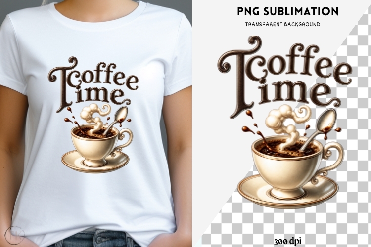 Coffee time png design for T-shirts