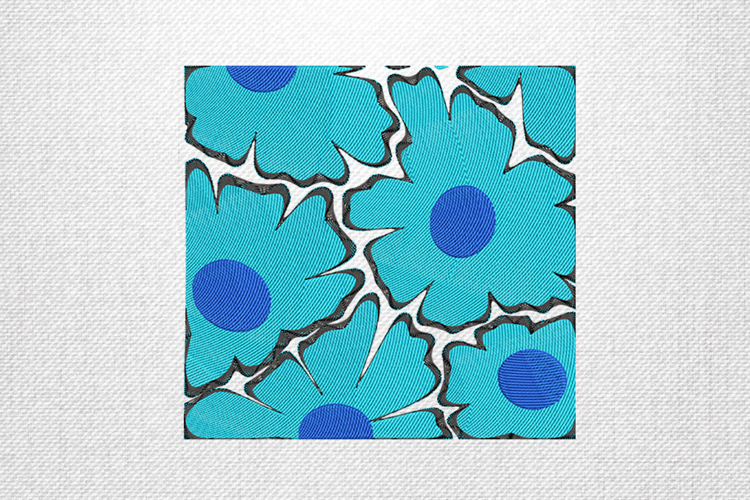 Blue Floral Pop Art Embroidery Design
