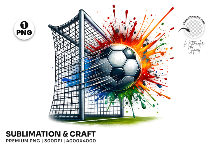 Soccer Goal Explosion Splash Clipart PNG Sublimation Design
