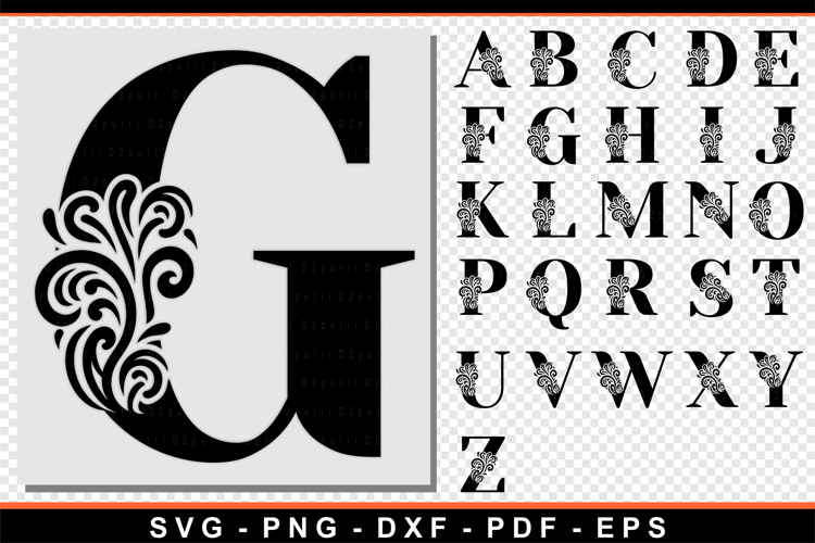 Flourish Font SVG, Ornate Alphabet Letters SVG Cut Files