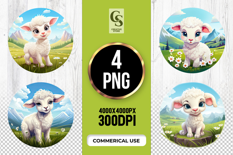 Cute Baby Lamb Clipart Sublimation PNG