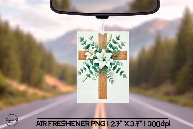 Floral cross air freshener sublimation designs