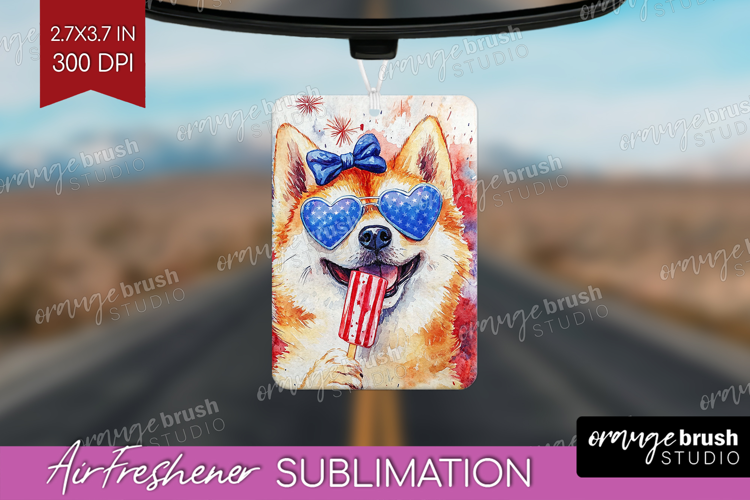 Akita Dog Air Freshener PNG 4th Of July PNG Sublimation