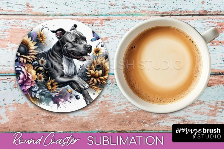 American Staffordshire Terrier Round Coaster Dog Sublimation