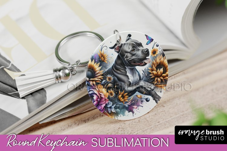 American Staffordshire Terrier Keychain Dog Sublimation PNG