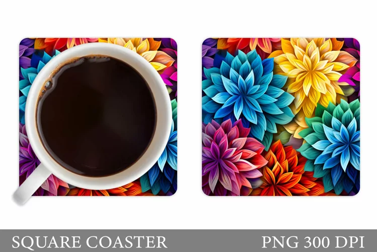 Flowers Coaster Design. Flowers Coaster Sublimation