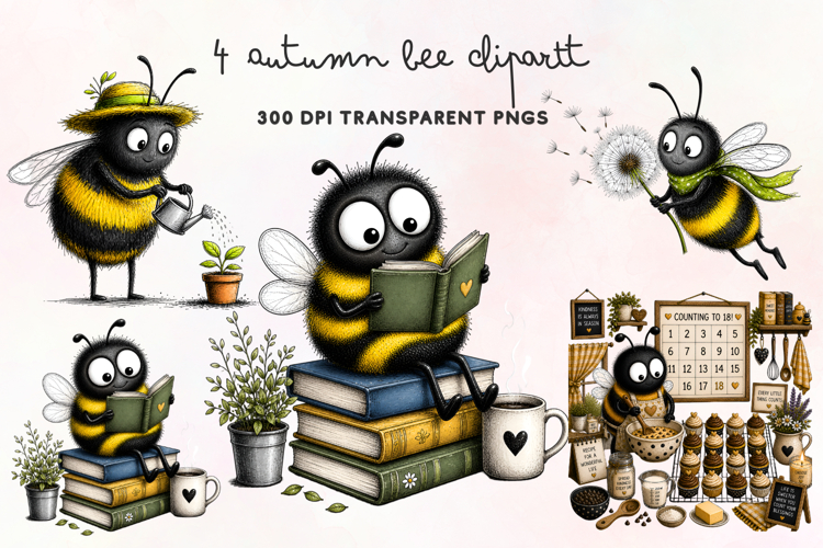 Autumn Bee Clipart PNG