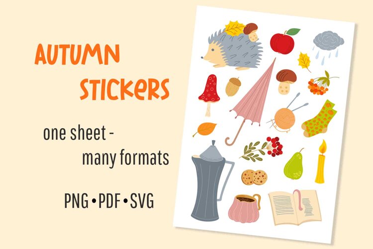 Autumn Sticker Sheet Printable Fall Stickers example image 1