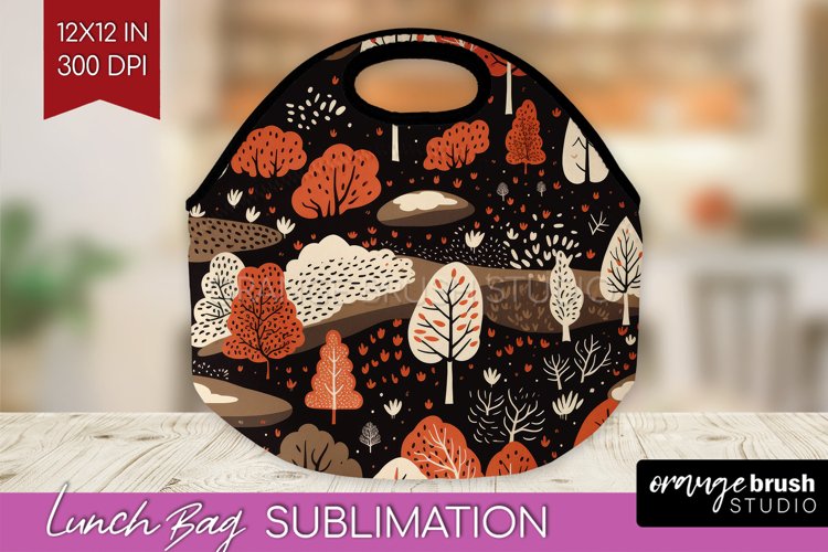 Autumn Forest Lunch Bag - Fall Lunch Bug PNG Sublimation