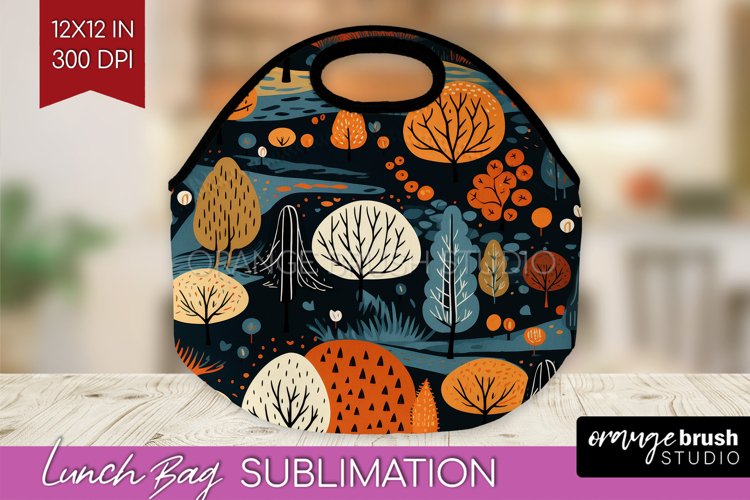 Autumn Forest Lunch Bag - Fall Lunch Bug PNG Sublimation