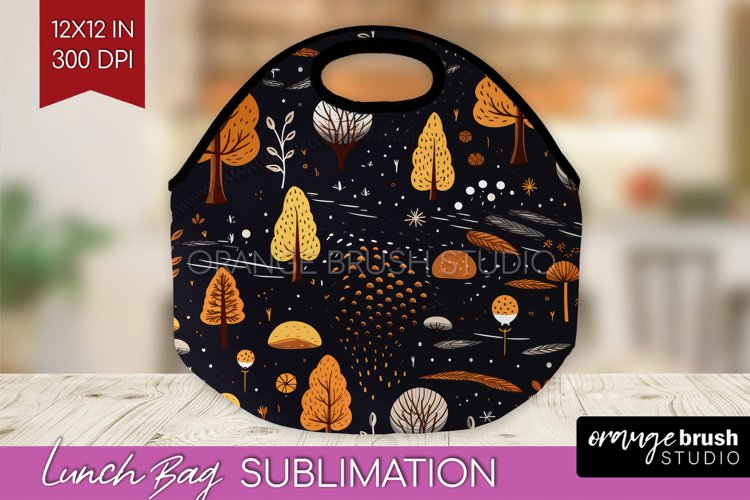 Autumn Forest Lunch Bag - Fall Lunch Bug PNG Sublimation