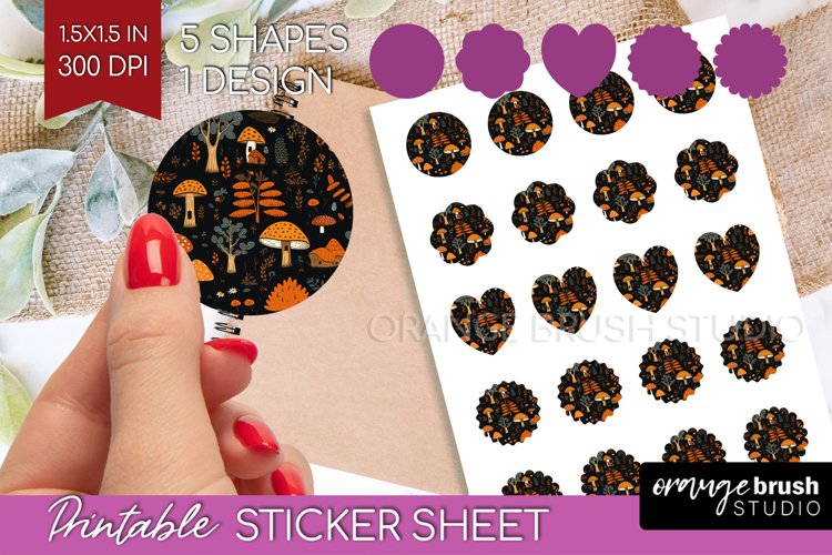 Autumn Forest Round Sticker - Fall Printable Sticker Sheet example image 1