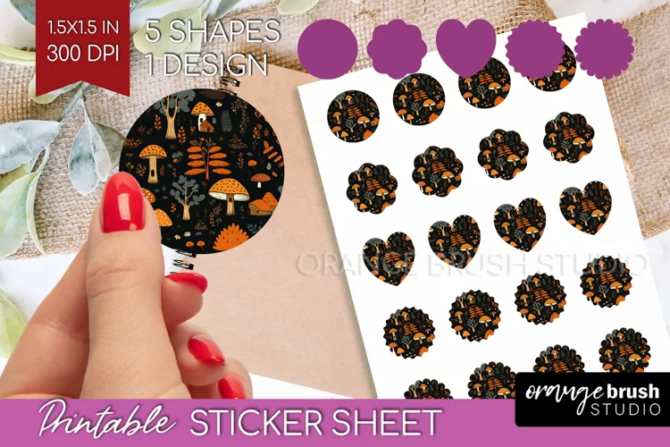 Autumn Forest Round Sticker - Fall Printable Sticker Sheet