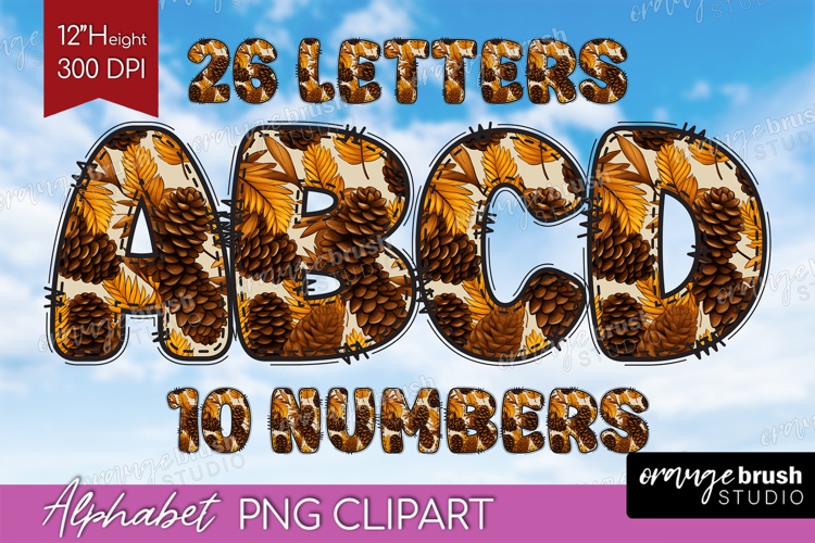 Autumn Doodle Aphabet Clipart - Cozy Fall Letters PNG