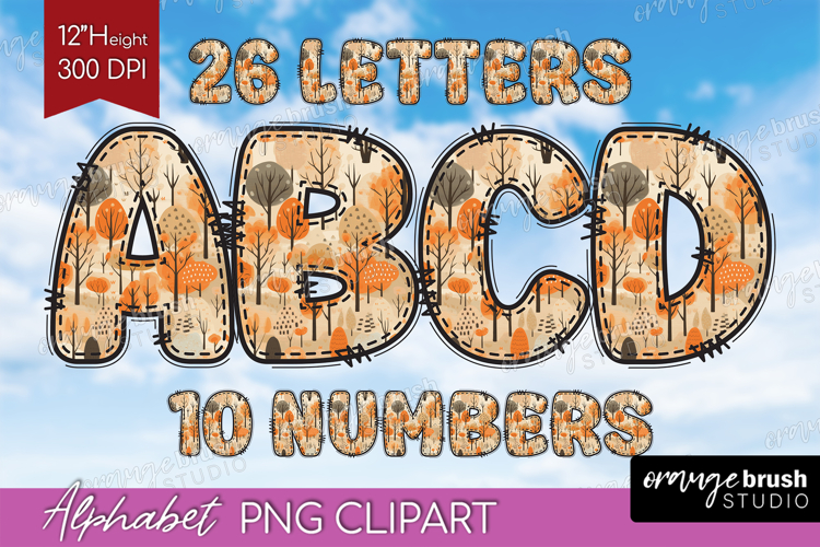 Autumn Doodle Aphabet Clipart - Cozy Fall Letters PNG