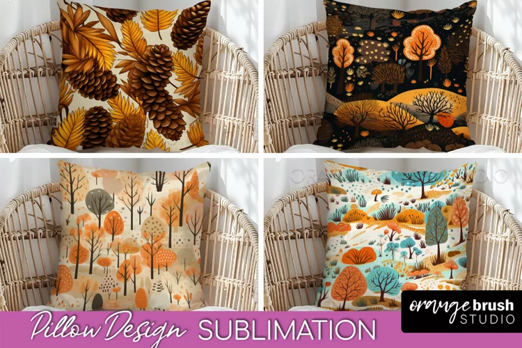 Fall Pillow Cover - Autumn Forest Pillow Sublimation
