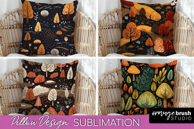 Fall Pillow Cover - Autumn Forest Pillow Sublimation