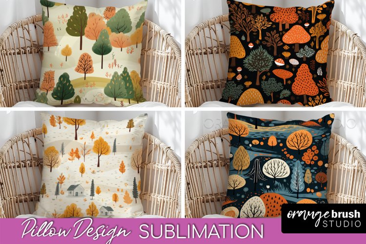 Fall Pillow Cover - Autumn Forest Pillow Sublimation example image 1