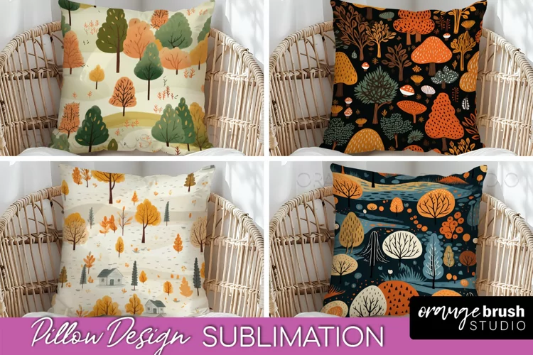 Fall Pillow Cover - Autumn Forest Pillow Sublimation