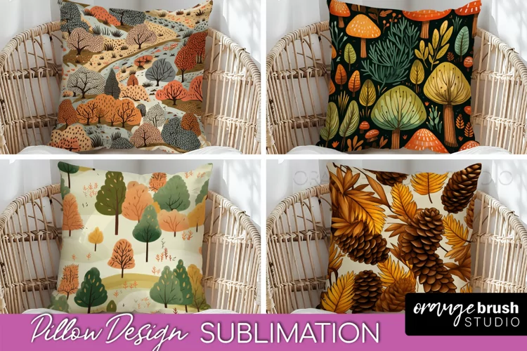 Fall Pillow Cover - Autumn Forest Pillow Sublimation