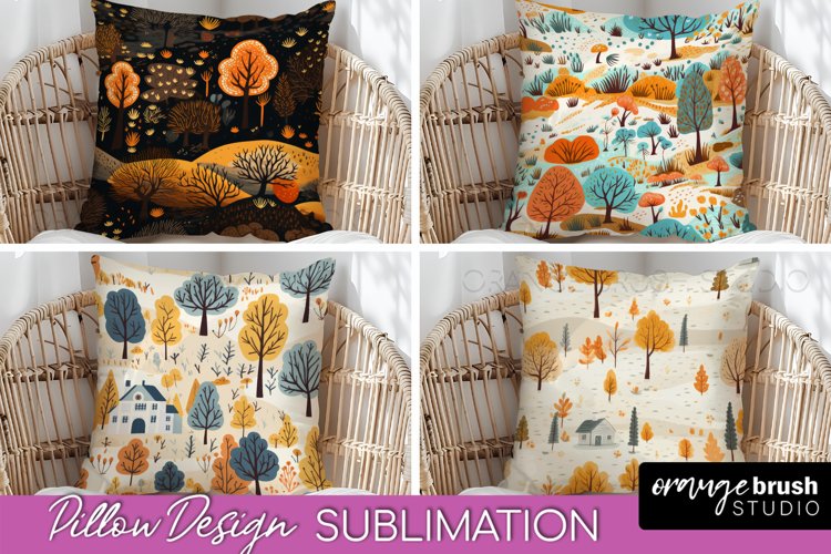 Fall Pillow Cover - Autumn Forest Pillow Sublimation example image 1