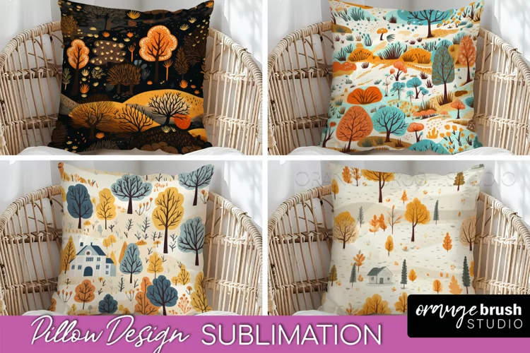 Fall Pillow Cover - Autumn Forest Pillow Sublimation