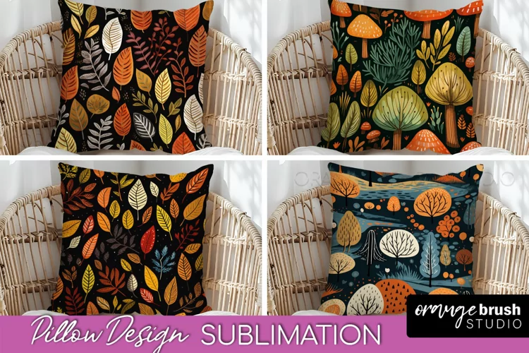 Fall Pillow Cover - Autumn Forest Pillow Sublimation