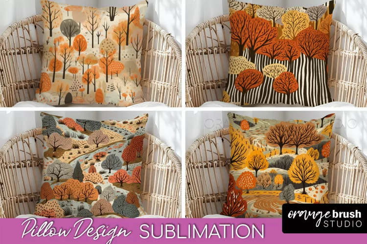 Fall Pillow Cover - Autumn Forest Pillow Sublimation
