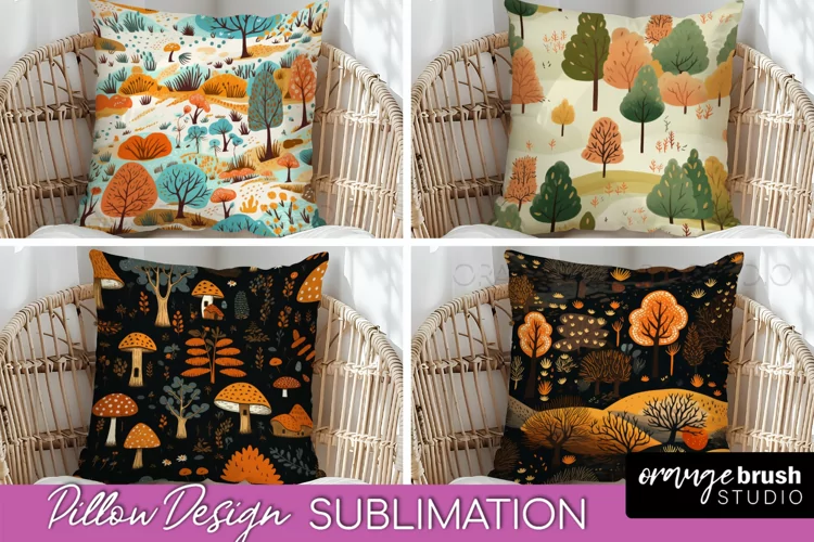 Fall Pillow Cover - Autumn Forest Pillow Sublimation