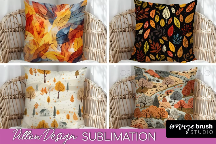 Fall Pillow Cover - Autumn Forest Pillow Sublimation